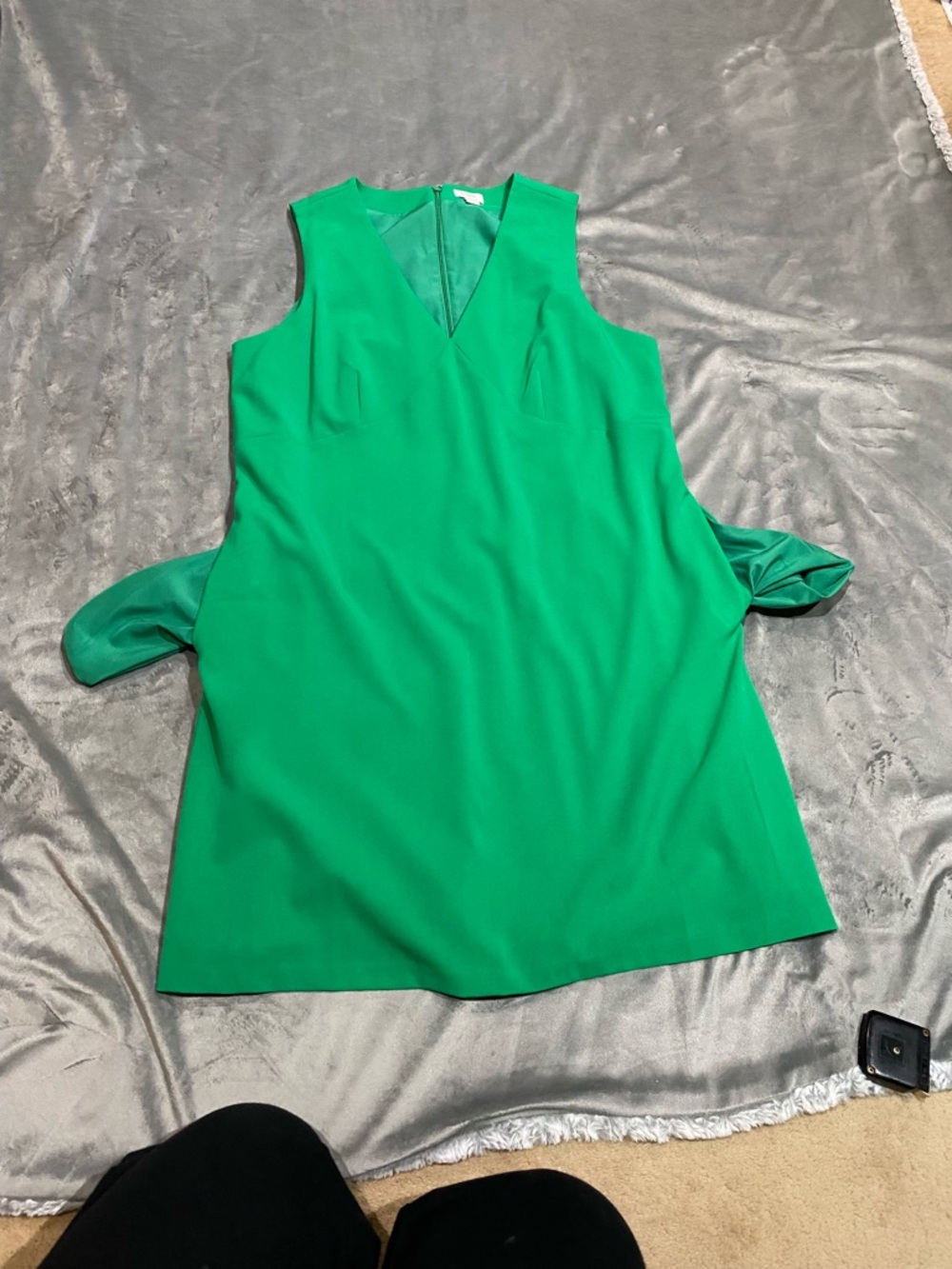 J. Crew Factory Kelly Green Sleeveless V-Neck A-Line Mini Dress - Picture 12 of 13